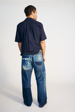 Load image into Gallery viewer, Full Cut Straight jean in Multi Denim Patchwork